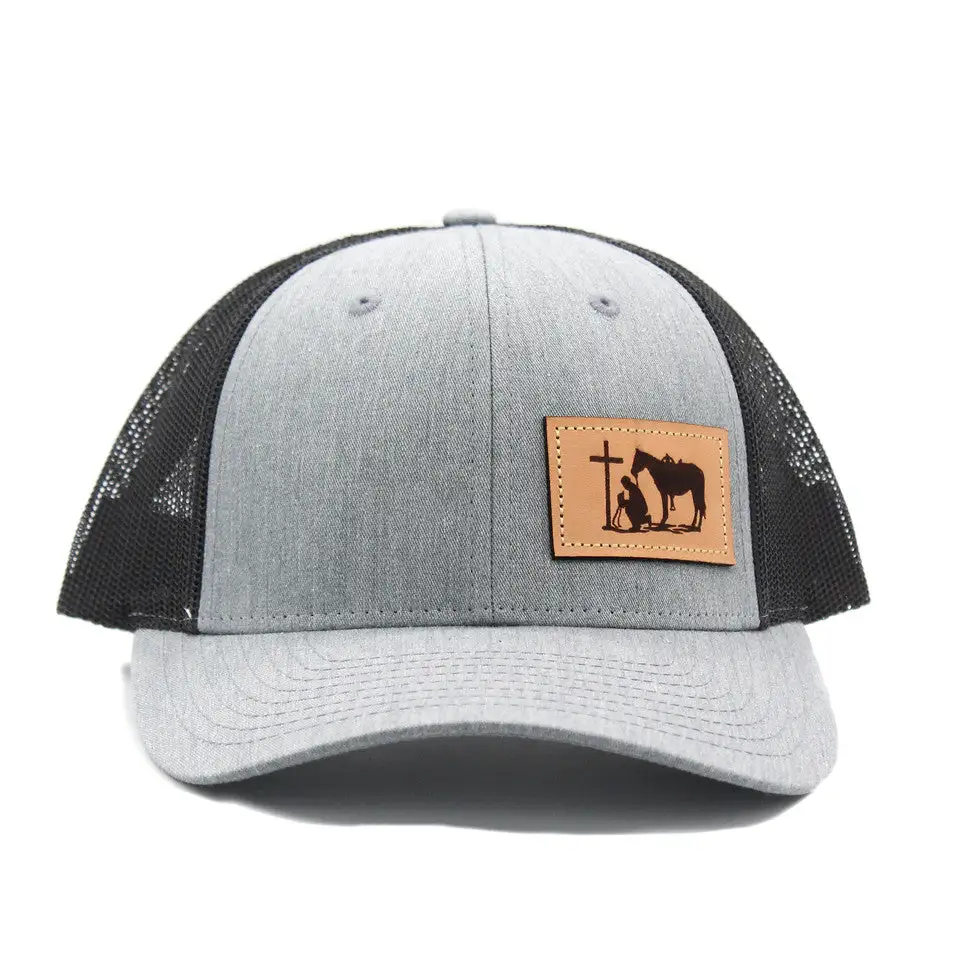 Dally Up Praying Cowboy Leather Patch Cap - Image 2