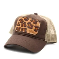 MCINTIRE SADDLERY Leopard Leather Patch Cap