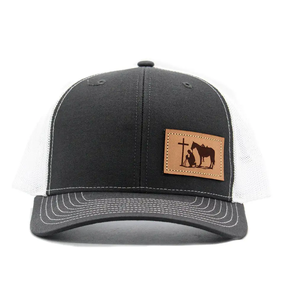 Dally Up Praying Cowboy Leather Patch Cap - Image 2