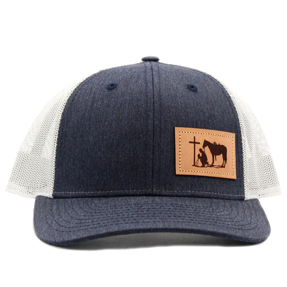 Dally Up Praying Cowboy Leather Patch Cap - Image 3