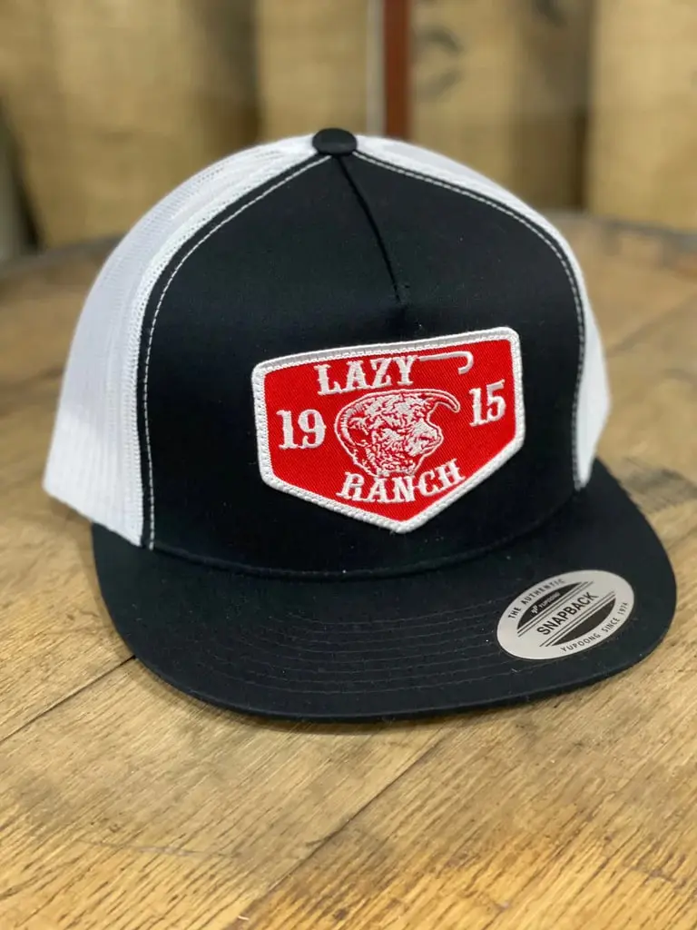 LAZY J RANCHWEAR Lazy J Ranch Wear Black & White 4" Red Ranch Patch Cap