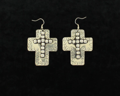 M&F Western Products M&F Large Silver Cross Earrings